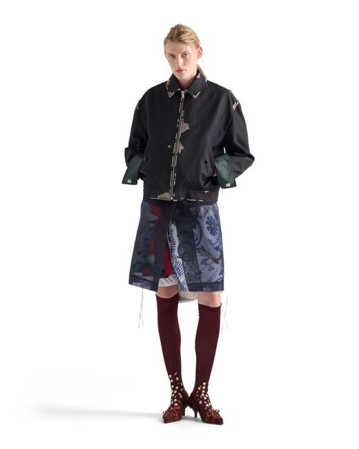 Prada Black Bonded Leather And Houndstooth Jacket