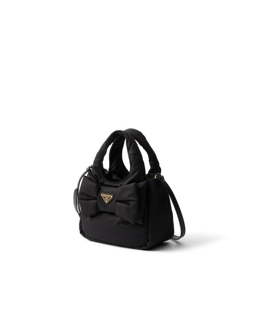 Prada Black Mini Padded Re-Nylon Bag With Bow