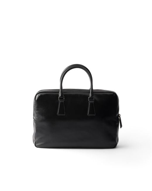 Prada Black Leather Work Bag for men