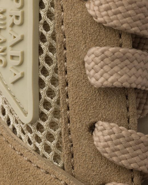 Prada Metallic Mesh Fabric And Suede Sneakers