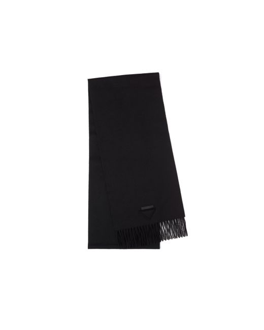 Prada Black Solid Color Cashmere Scarf for men
