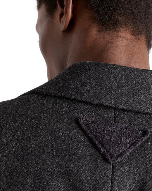 Prada Black Single-Breasted Wool Jacket, Slate for men