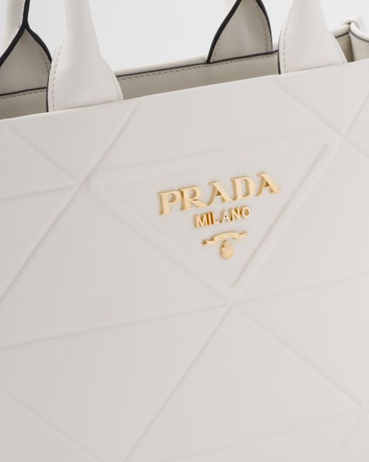 Prada Natural Small Leather Symbole Bag With Topstitching