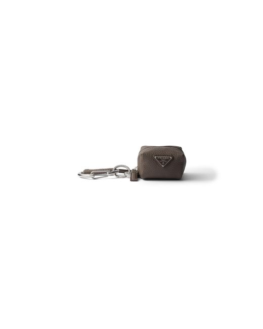 Prada White Leather Keychain Charm for men
