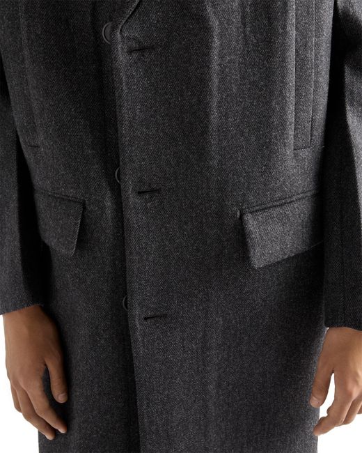 Prada Black Single-Breasted Wool Coat for men