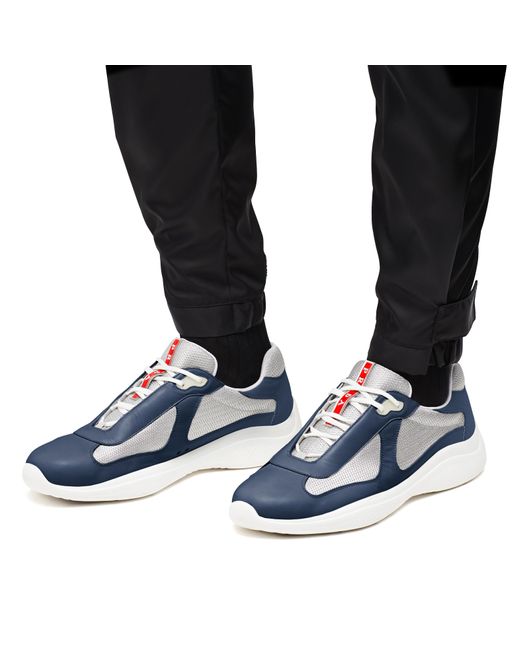 prada leather and technical fabric sneakers