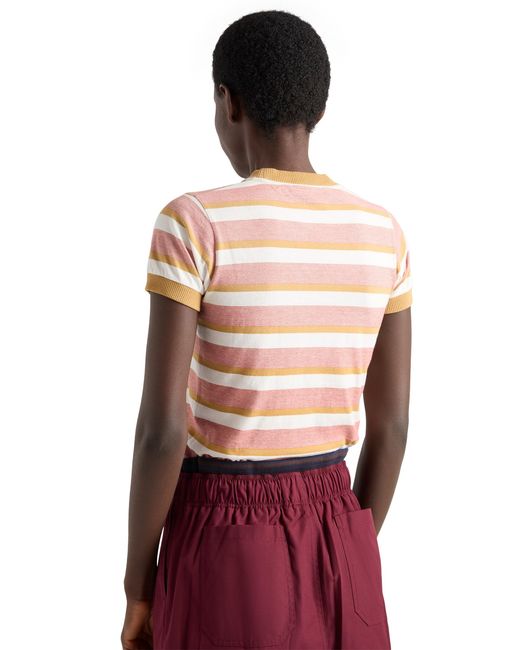 Prada Pink Bayadere Stripe Jersey T-Shirt, Rust/Mustard