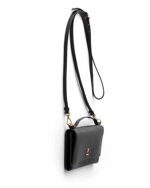 Prada Black Leather Wallet With Shoulder Strap