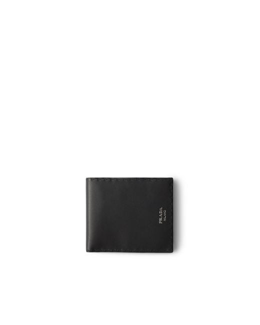 Prada Black Antiqued Leather Wallet for men