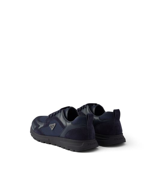 Prada Blue Prax Leather And Fabric Sneakers for men