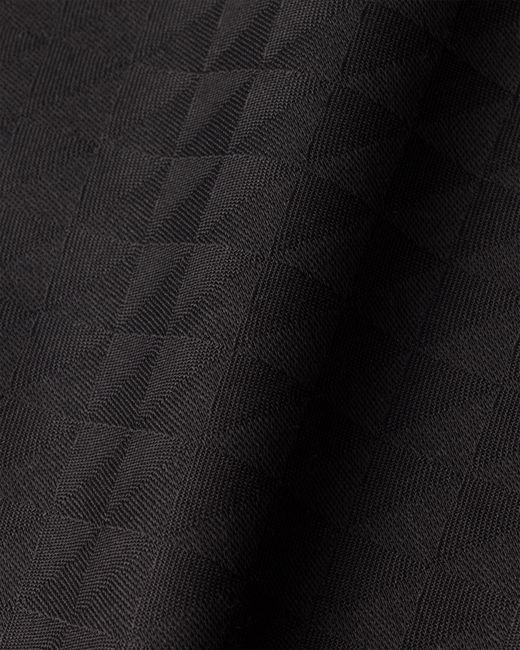 Prada Black Jacquard Wool Silk Fringe Scarf for men