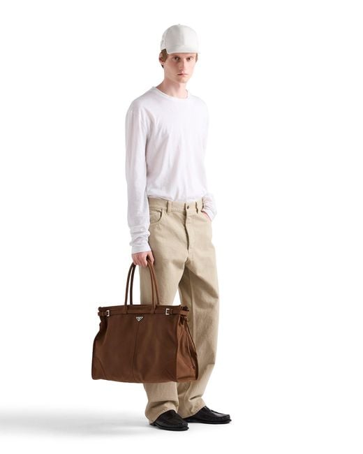 Prada Brown Bonnie Nubuck Leather Tote Bag for men