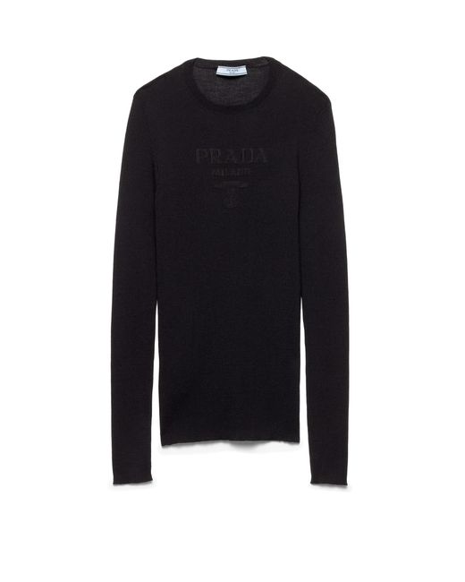 Prada Blue Superfine Wool Crew-Neck Sweater