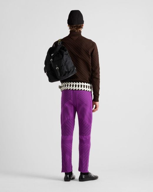 Prada Brown Re-Nylon Turtleneck Sweater for men