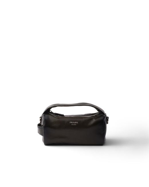 Prada Black Antiqued Leather Shoulder Bag for men
