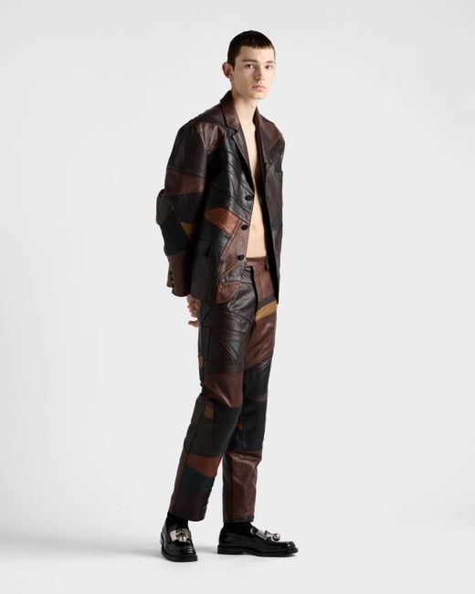 Prada Hose Aus Patchwork-Leder in Multicolor für Herren