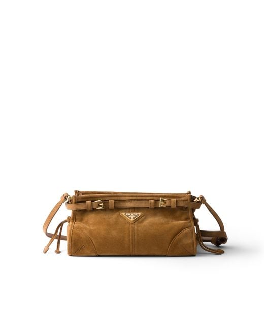 Prada Brown Bonnie Small Suede Shoulder Bag