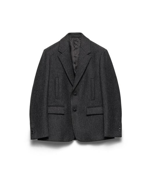 Prada Black Single-Breasted Wool Jacket, Slate for men