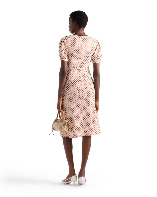 Prada Pink Polka-Dot Marocain Dress