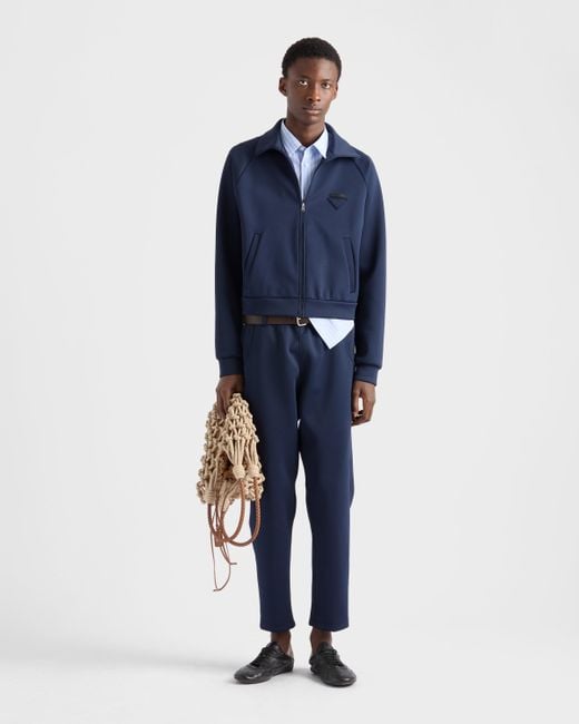 Prada Blue Zippered Technical Fabric Jacket for men