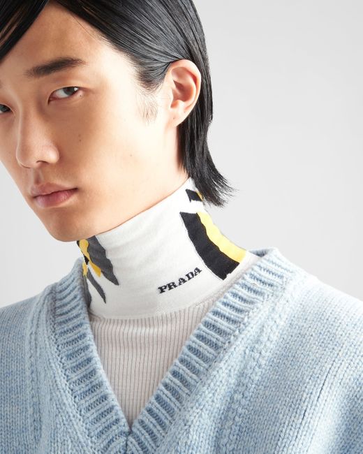 Prada Shetland Wool V-neck Sweater in 
