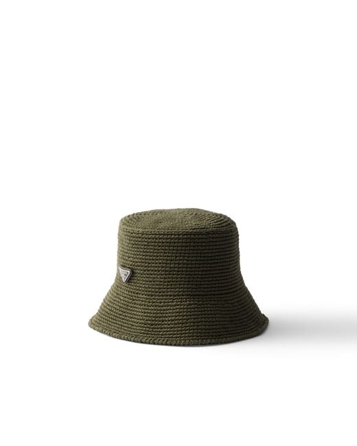 Prada Green Crochet Bucket Hat for men