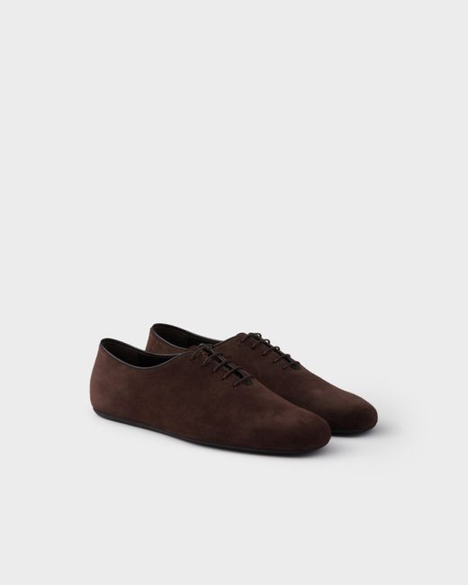 Chaussures À Lacets En Veau Velours Prada pour homme en coloris Brown