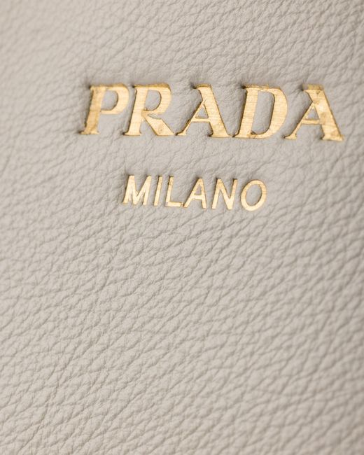 Prada White Signet Medium Leather Tote Bag