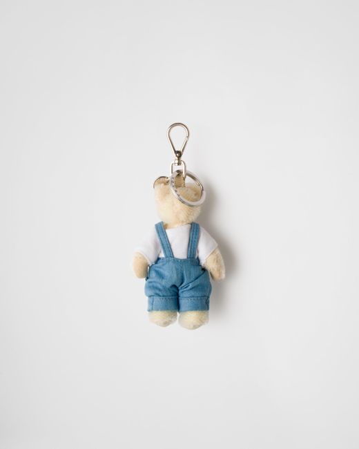 Ciondolo Da Borsa Teddy Con Anello di Prada in Blue da Uomo