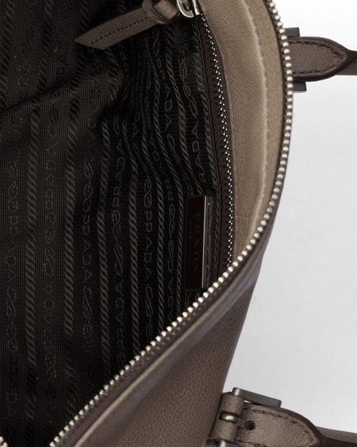 Prada Gray Bonnie Medium Antiqued Leather Tote Bag