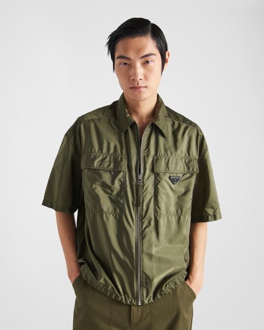 Prada Green Short-sleeve Light Re-nylon Shirt for men