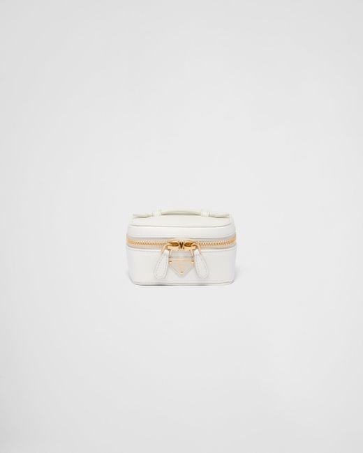 Prada White Saffiano Leather Jewelry Beauty Case
