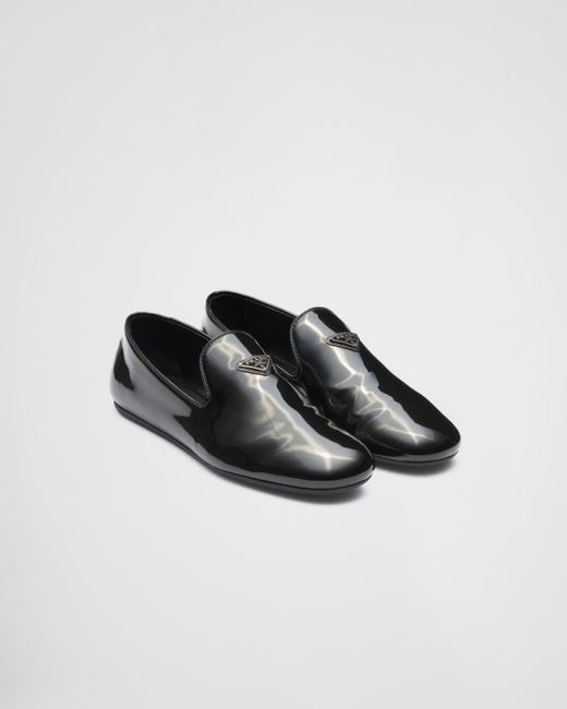 Prada Black Patent Leather Slip-on Shoes for men