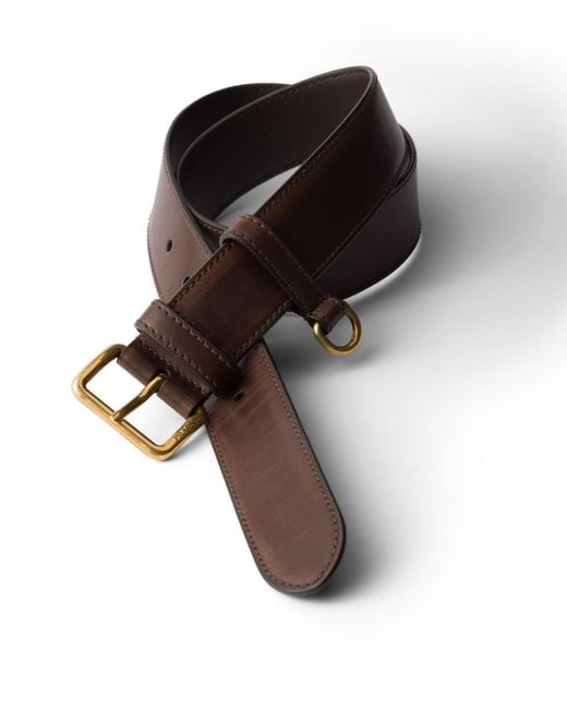 Prada White Antiqued Leather Belt