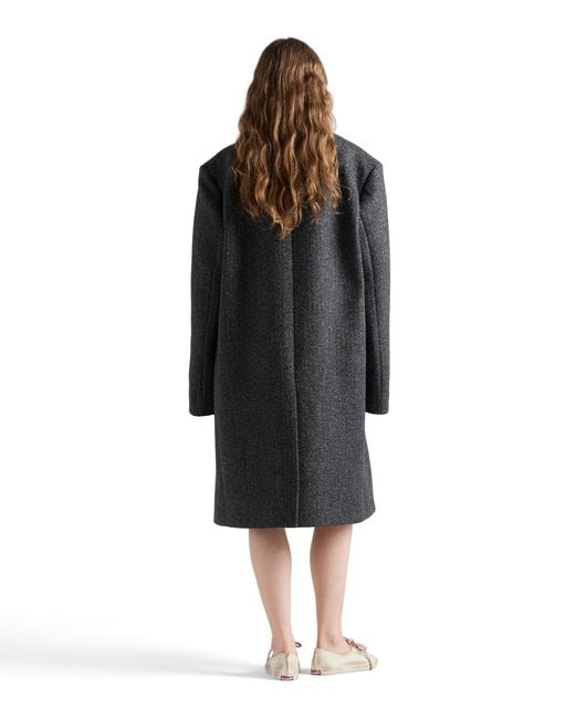 Prada Black Single-Breasted Chevron Wool Jacket