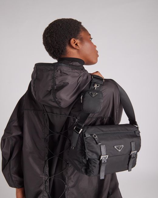 Prada Black Re-Nylon Triangle Logo-Plaque Shoulder Bag