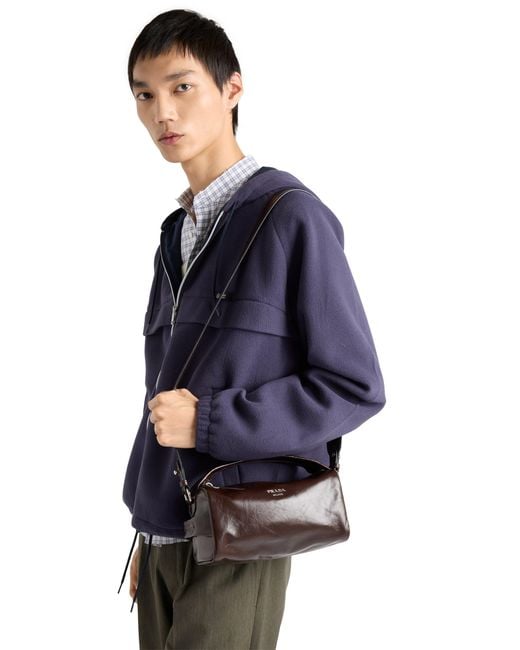 Prada Black Leather Shoulder Bag for men