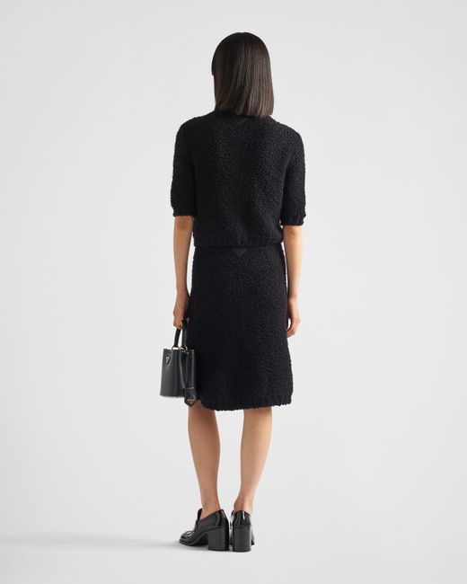 Prada Black Bouclé Mohair Knit Skirt