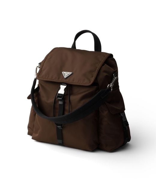 Prada Black Explore Re-Nylon And Leather Backpack for men
