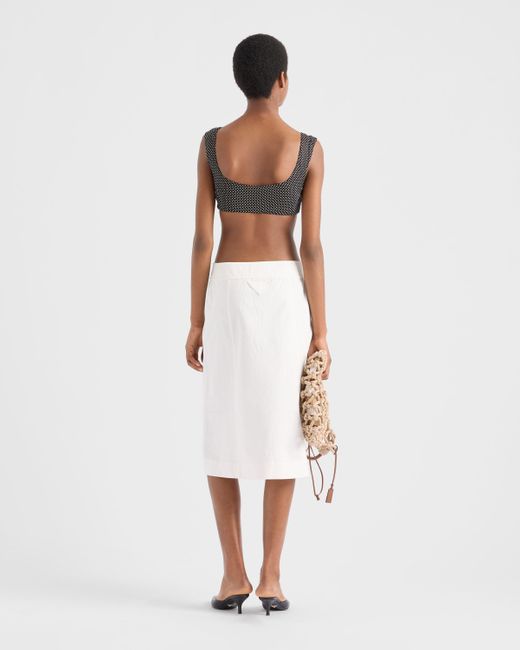 Prada Black Bralette-Top Aus Seiden-Chiffon Mit Punktmuster