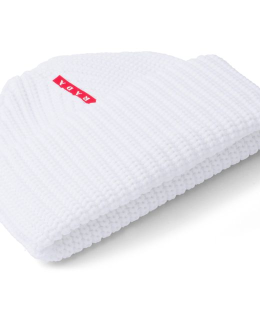 Prada White Tec Rec Nylon Ribbed Beanie
