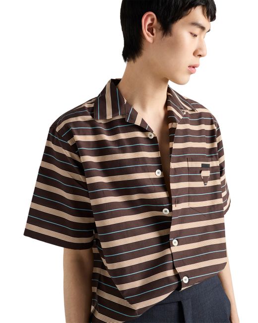 Camisa De Bolera De Algodón A Rayas, Hombre, Talla Prada de hombre de color Brown