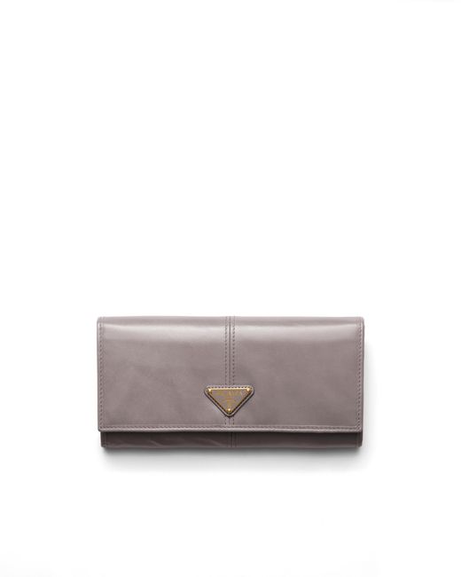 Prada Gray Large Leather Wallet