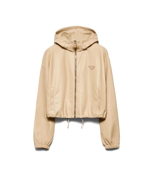 Prada Natural Nappa Leather Jacket, Sand