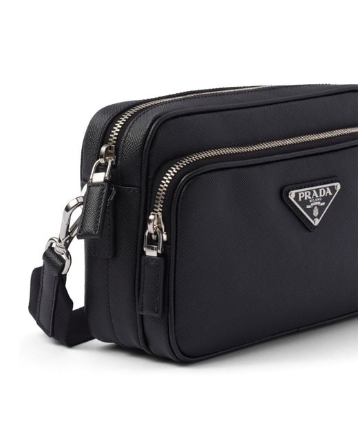 Bolso Bandolera De Piel Saffiano, Hombre Prada de hombre de color Black