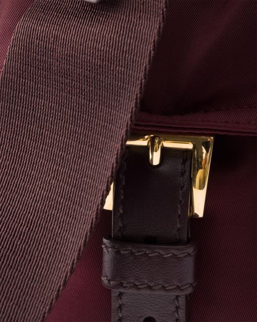 Prada Purple Explore Large Re-Nylon And Leather Bag, Burgundy