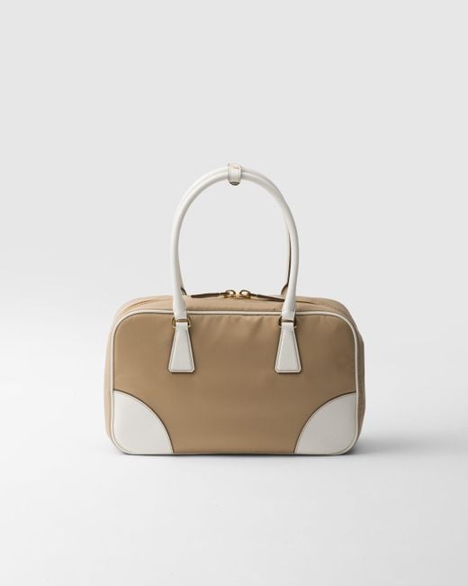 Prada White Re-Edition 1978 Medium Re-Nylon And Saffiano Leather Two-Handle Bag