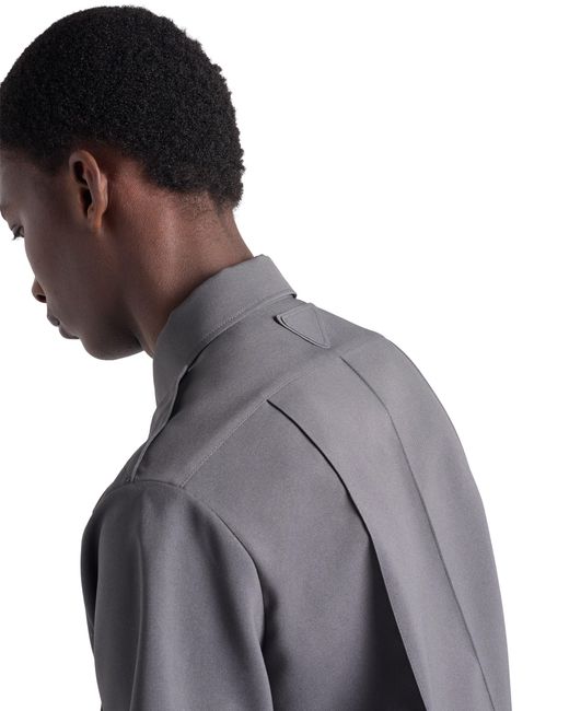 Prada Gray Short-Sleeved Technical Fabric Shirt for men