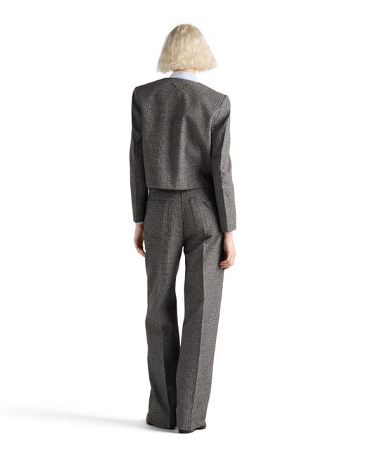 Chaqueta De Botonadura Simple Mouliné Príncipe De Gales, Mujer, Talla Prada de color Gray