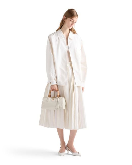 Prada White Evasion Small Leather Top-Handle Bag